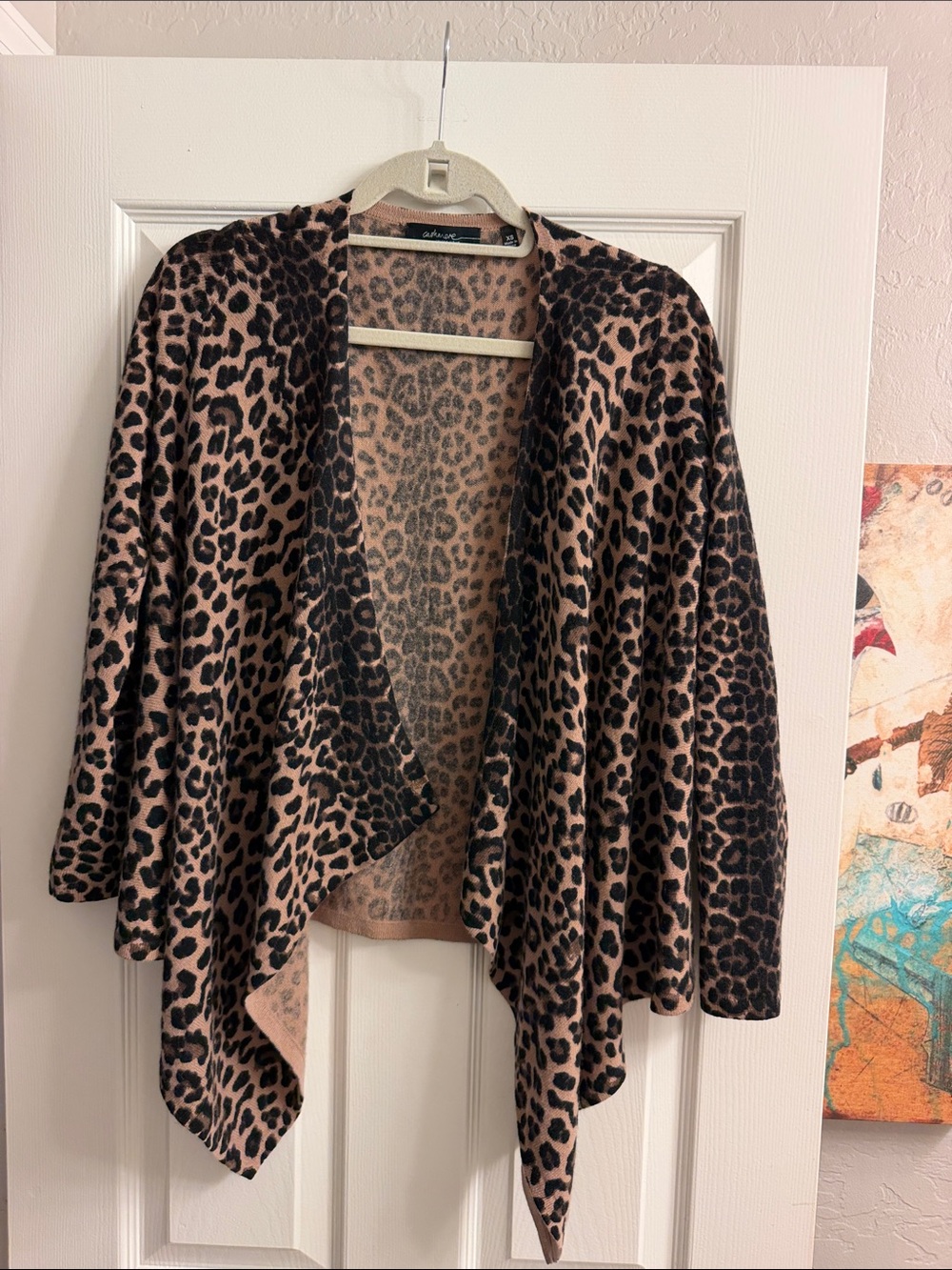Saks Fifth Avenue 100% Cashmere Leopard Print Open-Front Cardigan Beige & Black